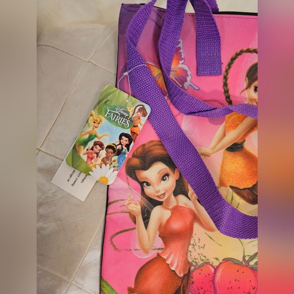 Nwt Disney Fairies Vibrant Nylon Zip Top Tote - Picture 6 of 9